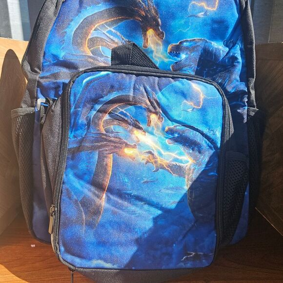 Brand New Fiery Blue Dragon Kids Backpack 3 Pieces - Picture 6 of 8